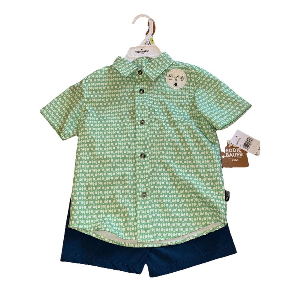 EDDIE BAUER Size 4 Boys (2)Piece OUTFIT Shirt and Shorts BRAND NEW with TAGS